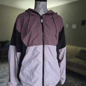 Victoria's Secret PINK Colorblock Hooded Windbreaker - Mauve, Light Pink & Black